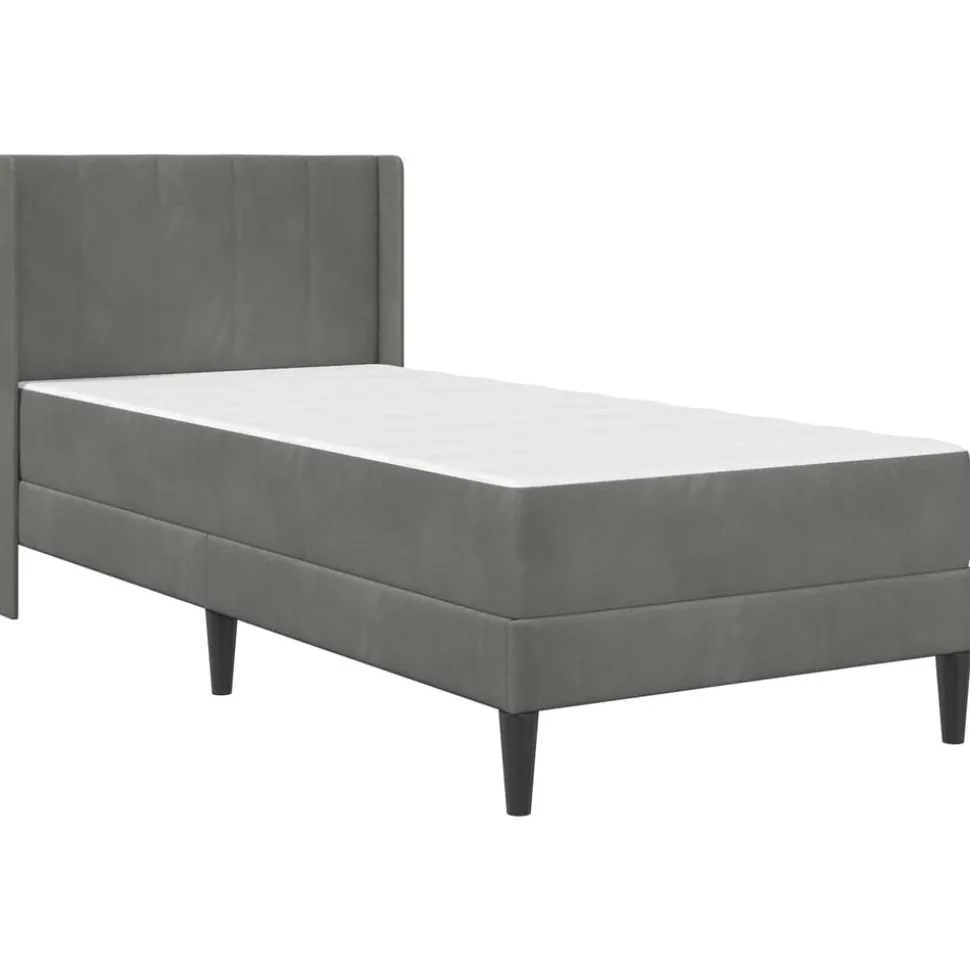 vidaXL Bedframe met matras Donkergrijs 80 x 200 cm Fluweel