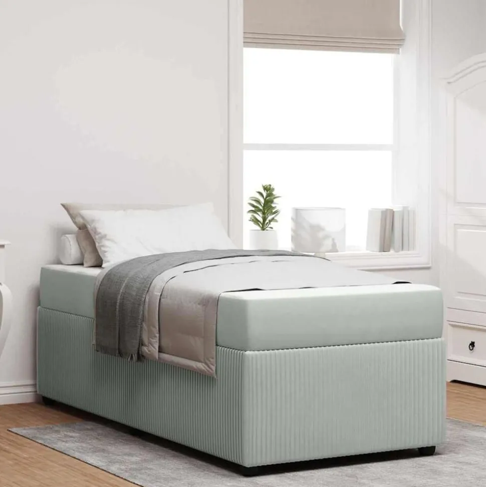 vidaXL Bedframe met matras Lichtgrijs 80 x 200 cm Stof