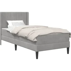 vidaXL Bedframe met matras Lichtgrijs 80 x 200 cm Fluweel