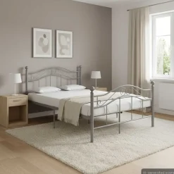 vidaXL Bedframe metaal grijs 120x200 cm