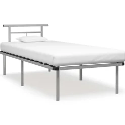 vidaXL Bedframe metaal grijs 90x200 cm