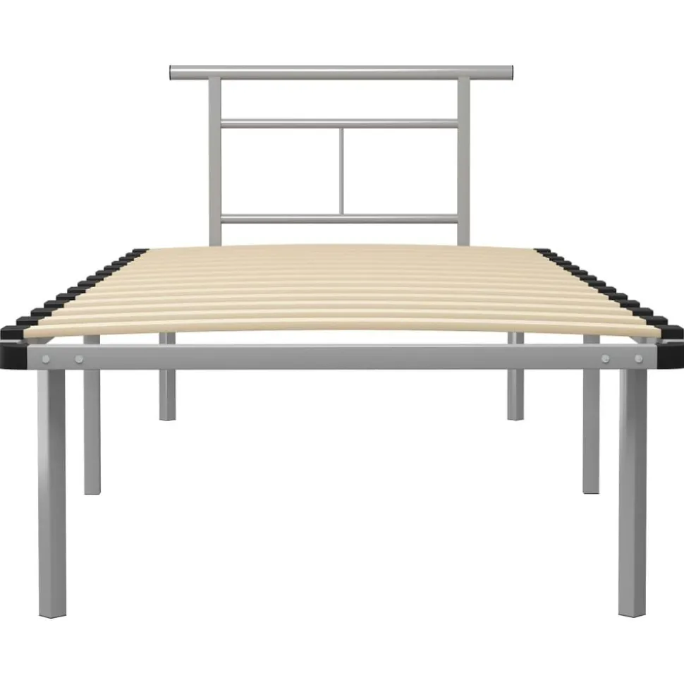 vidaXL Bedframe metaal grijs 90x200 cm