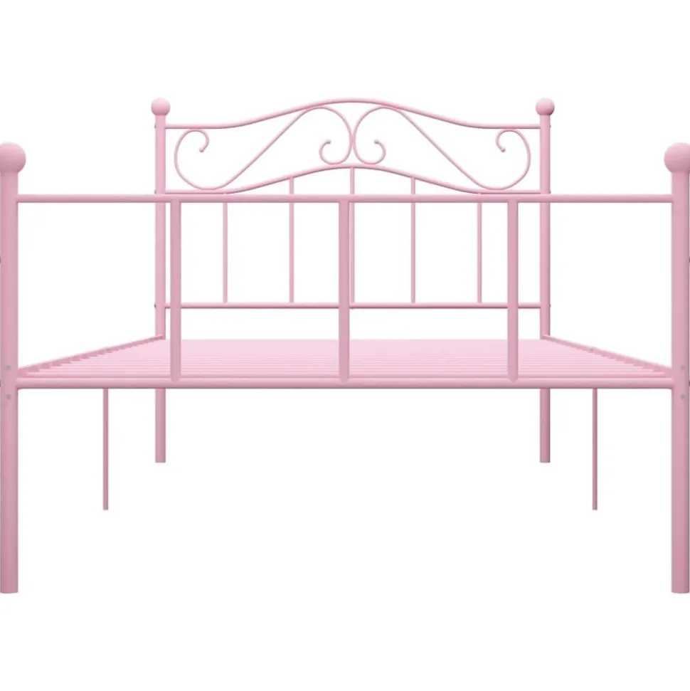 vidaXL Bedframe metaal roze 90x200 cm
