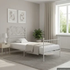 vidaXL Bedframe metaal wit 90x200 cm