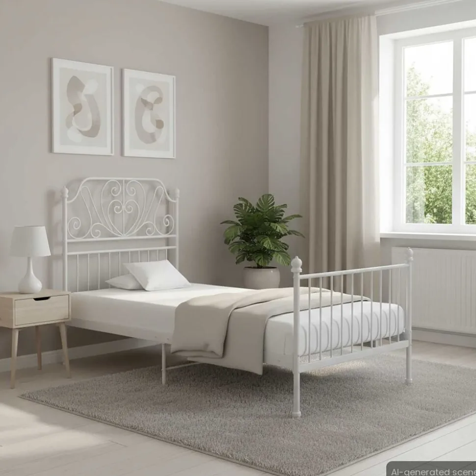 vidaXL Bedframe metaal wit 90x200 cm