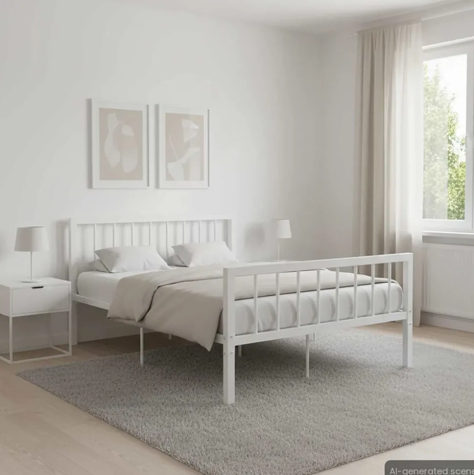 vidaXL Bedframe metaal wit 120x200 cm