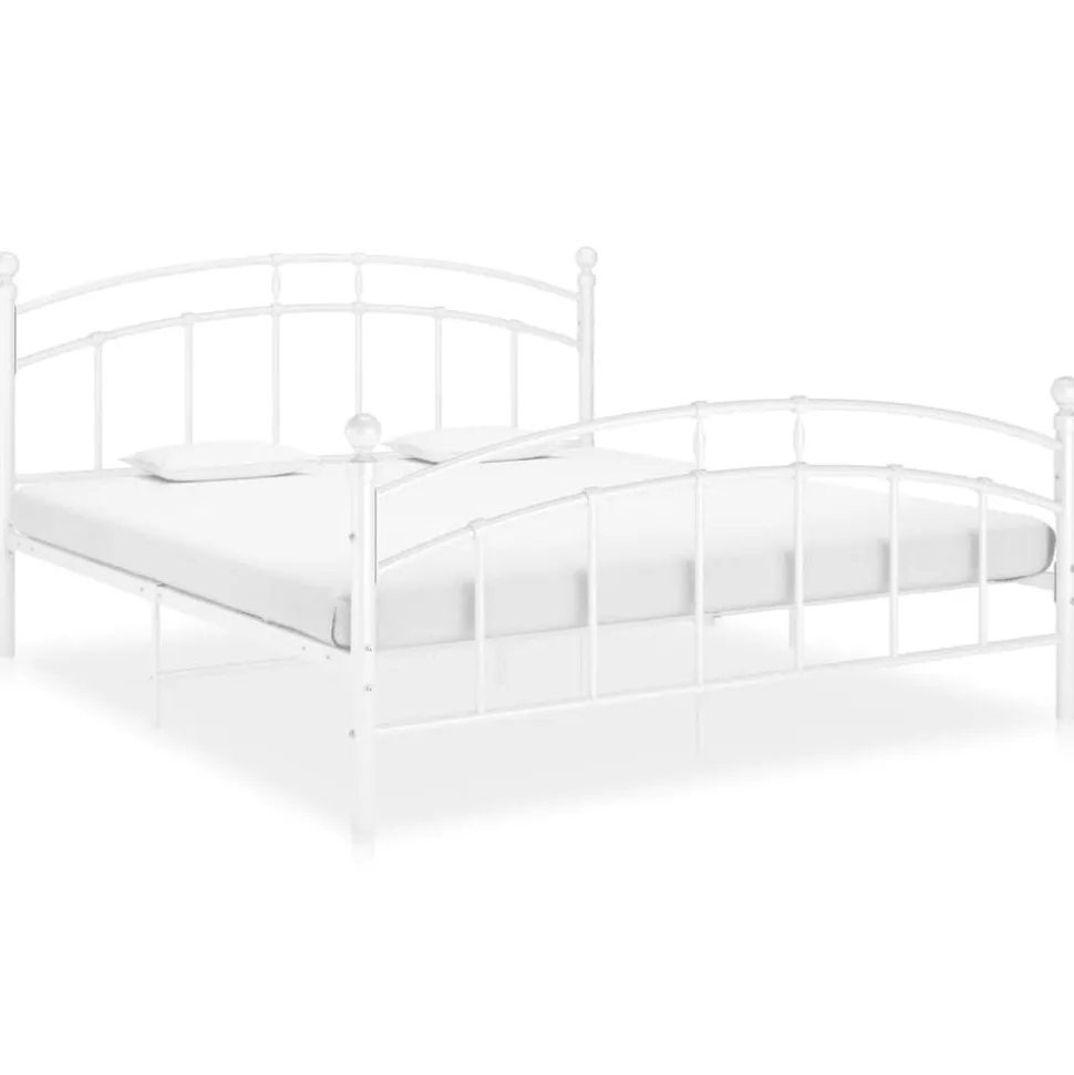 vidaXL Bedframe metaal wit 140x200 cm