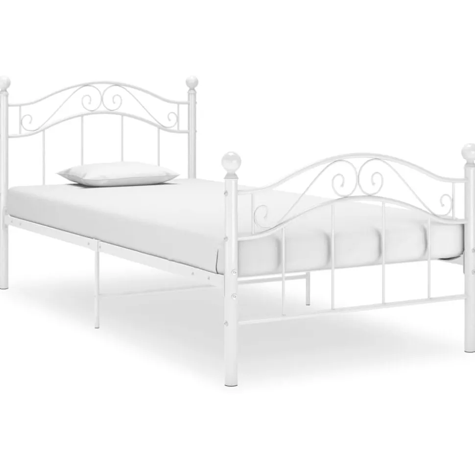 vidaXL Bedframe metaal wit 90x200 cm