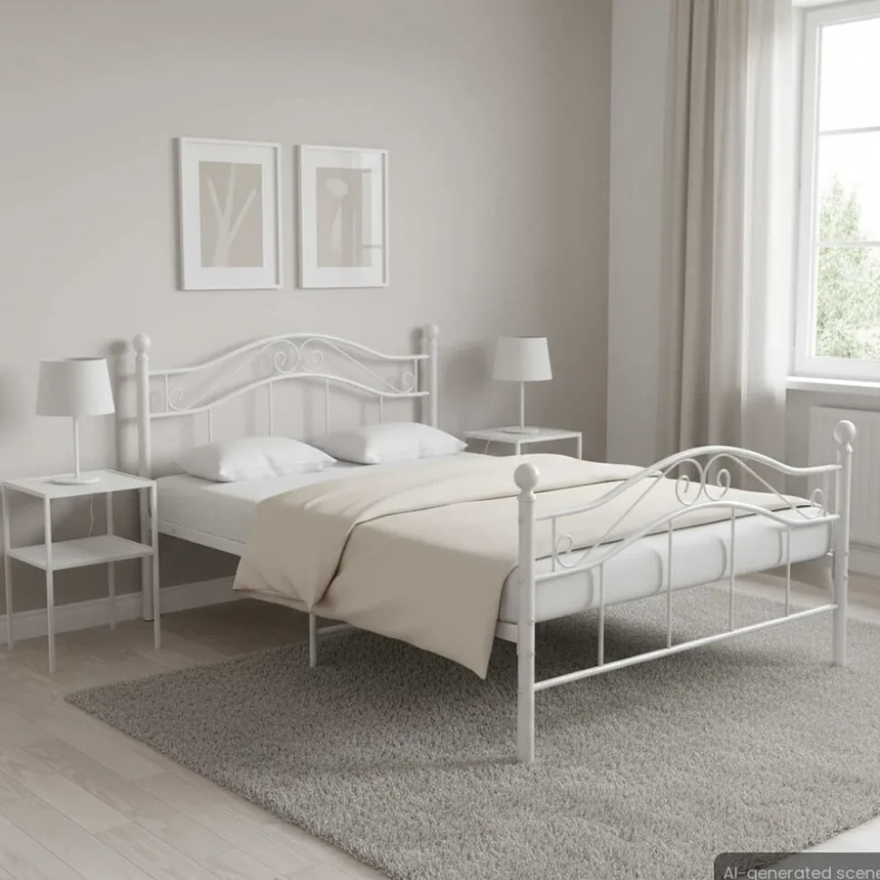 vidaXL Bedframe metaal wit 120x200 cm