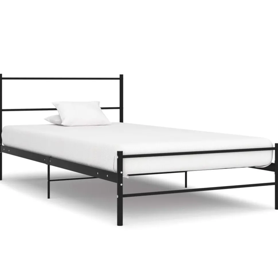 vidaXL Bedframe metaal zwart 90x200 cm