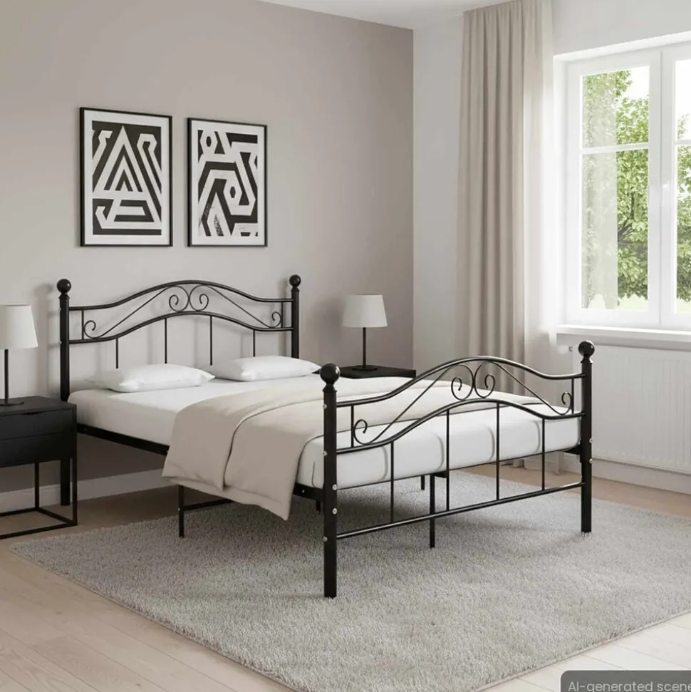 vidaXL Bedframe metaal zwart 120x200 cm