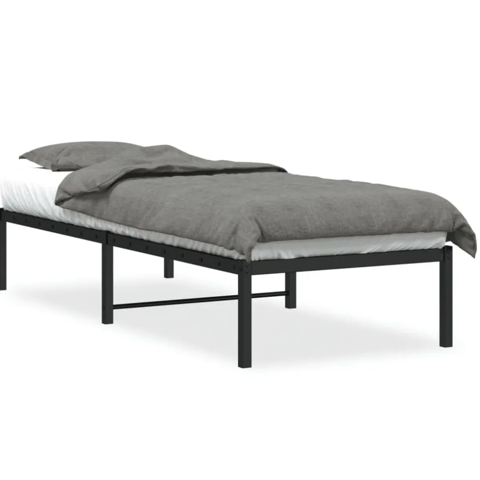 vidaXL Bedframe metaal zwart 75 x 190 cm