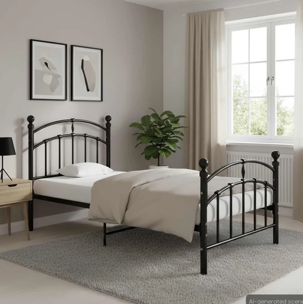 vidaXL Bedframe metaal zwart 100x200 cm