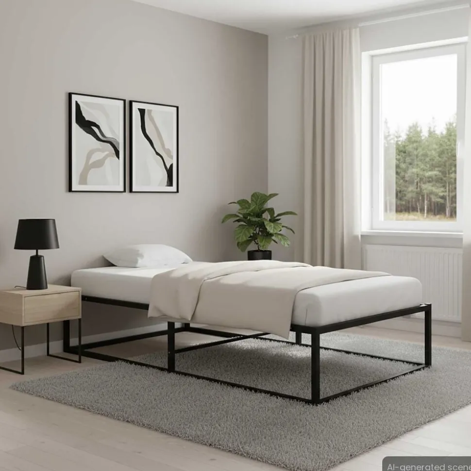 vidaXL Bedframe metaal zwart 90x200 cm