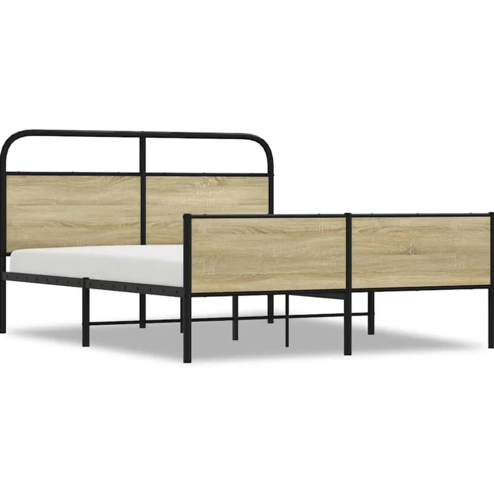 vidaXL Bedframe zonder matras metaal sonoma eikenkleurig 150x200 cm