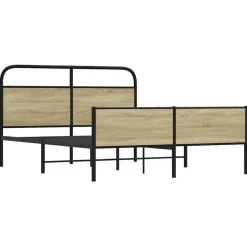vidaXL Bedframe zonder matras metaal sonoma eikenkleurig 150x200 cm