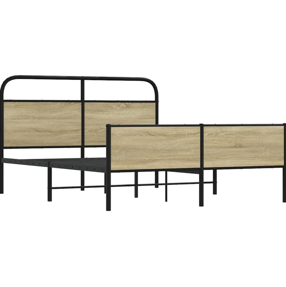 vidaXL Bedframe zonder matras metaal sonoma eikenkleurig 150x200 cm