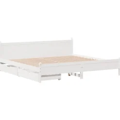 vidaXL Bedframe zonder matras massief grenenhout wit 200x200 cm