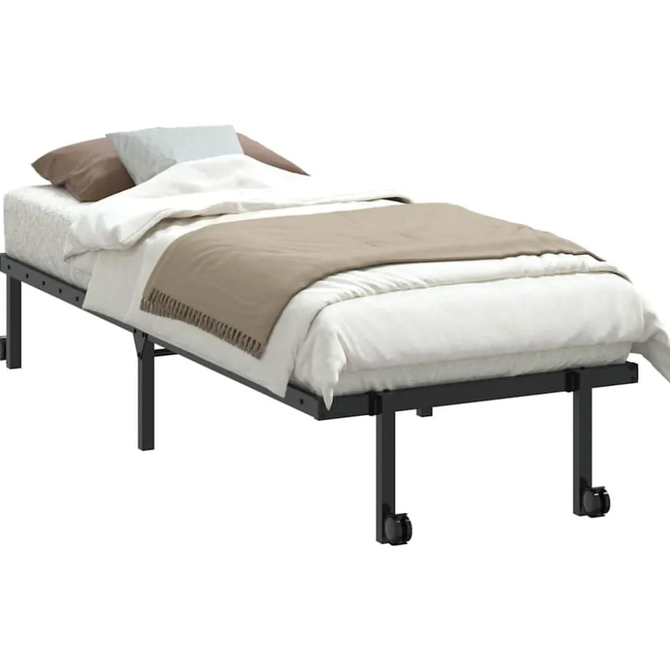 vidaXL Bedframe zonder matras opvouwbaar 75x190 cm staal zwart