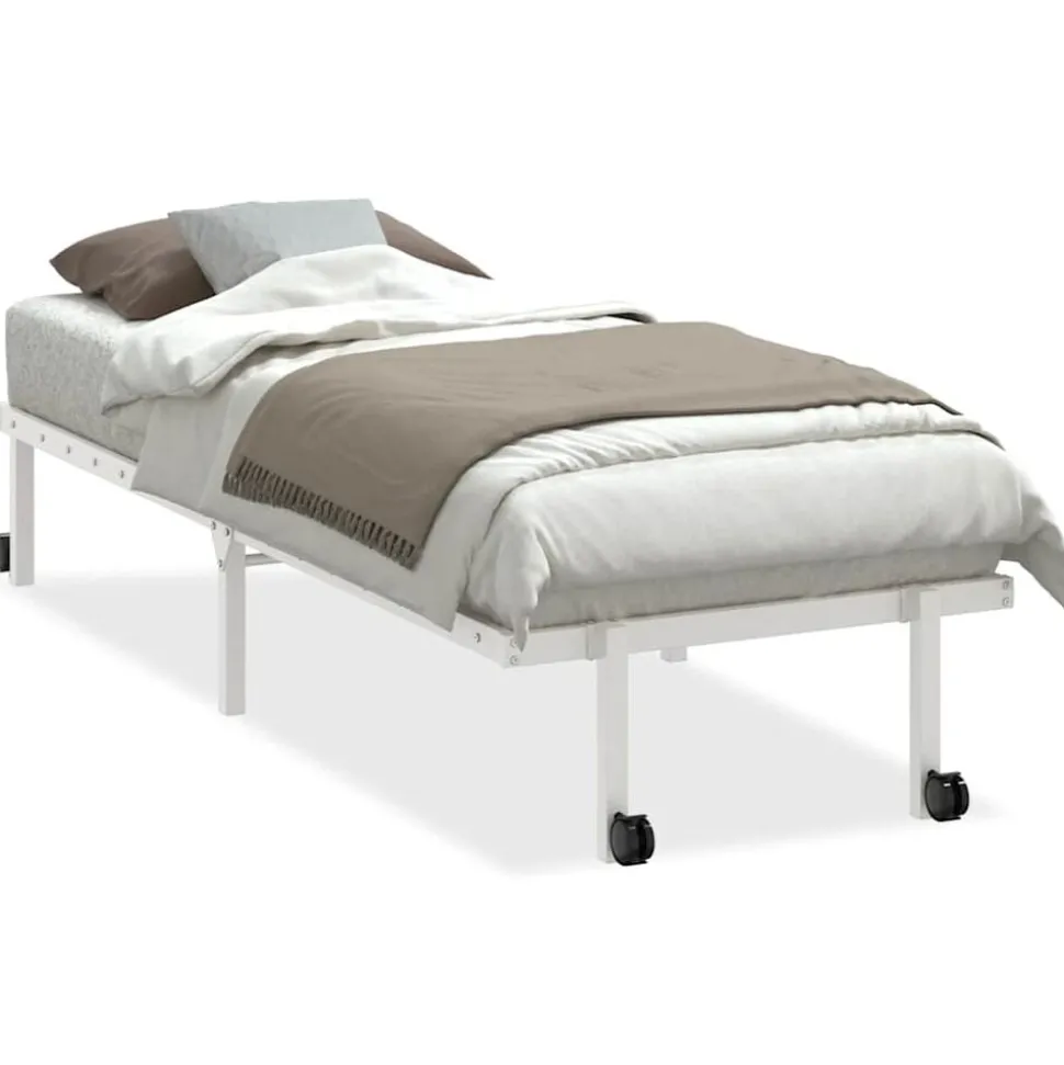 vidaXL Bedframe zonder matras opvouwbaar 75x190 cm staal wit