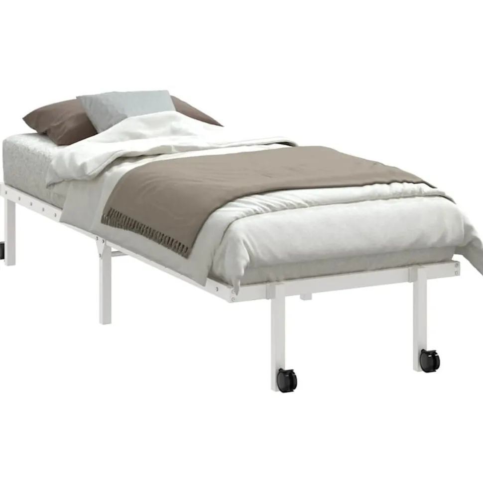 vidaXL Bedframe zonder matras opvouwbaar 75x190 cm staal wit