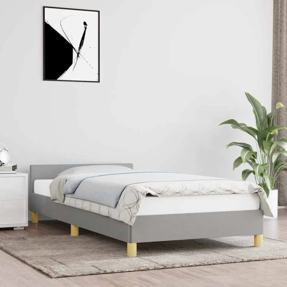 vidaXL Bedframe zonder matras 80x200 cm stof lichtgrijs