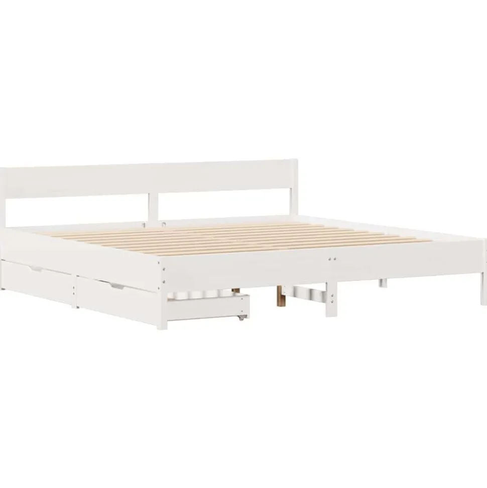 vidaXL Bedframe zonder matras massief grenenhout wit 200x200 cm