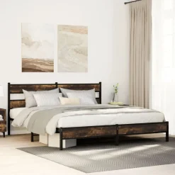 vidaXL Bedframe zonder matras metaal gerookt eikenkleurig 183x213 cm