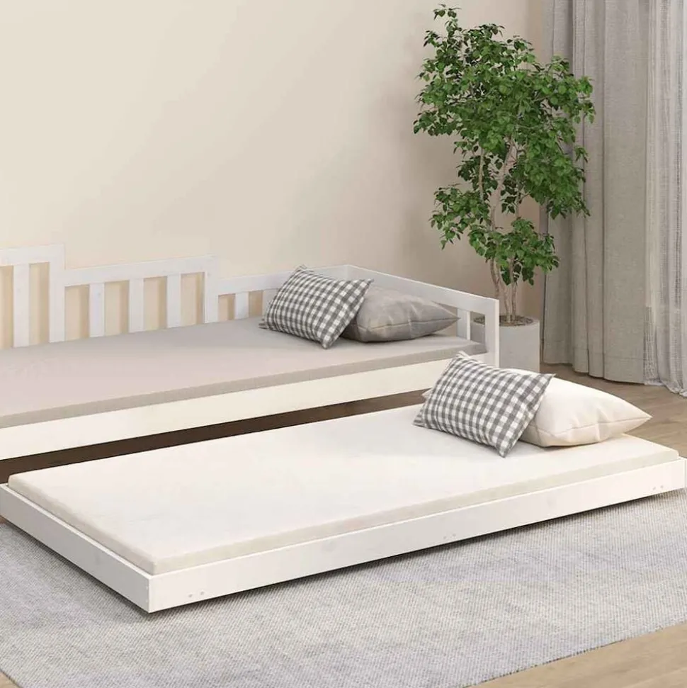 vidaXL Bedframe zonder matras massief grenenhout wit 140x200 cm