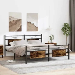 vidaXL Bedframe zonder matras metaal gerookt eikenkleurig 160x200 cm