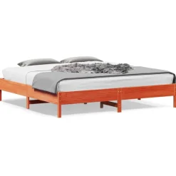vidaXL Bedframe zonder matras massief grenenhout wasbruin 200x200 cm
