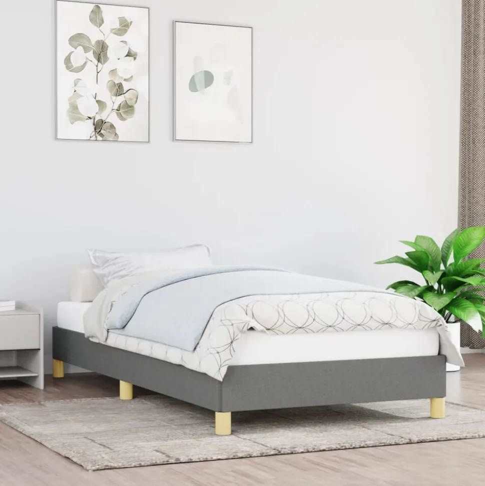 vidaXL Bedframe zonder matras 80x200 cm stof donkergrijs