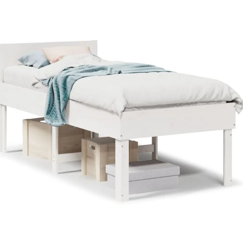 vidaXL Bedframe zonder matras massief grenenhout wit 90x190 cm