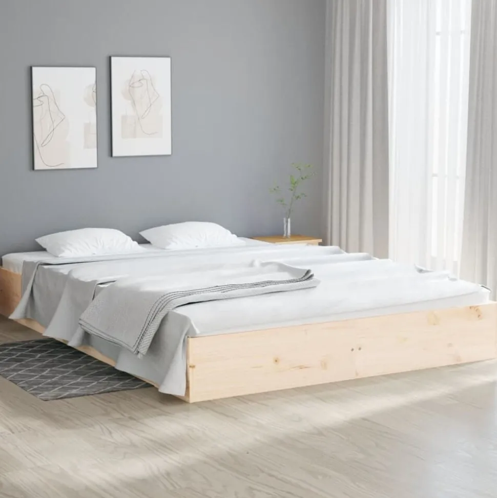 vidaXL Bedframe zonder matras massief hout 200x200 cm