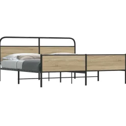 vidaXL Bedframe zonder matras metaal gerookt eikenkleurig 150x200 cm