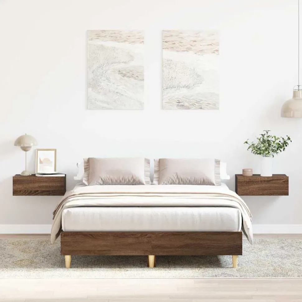 vidaXL Bedframe zonder matras 120x200 cm spaanplaat bruin eikenkleurig