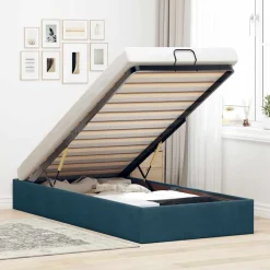 vidaXL Bedframe zonder matras 80x200 cm fluweel donkerblauw