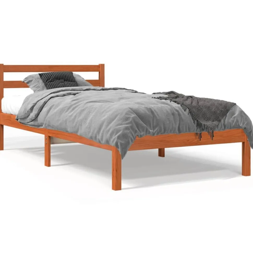 vidaXL Bedframe zonder matras massief grenenhout wasbruin 75x190 cm