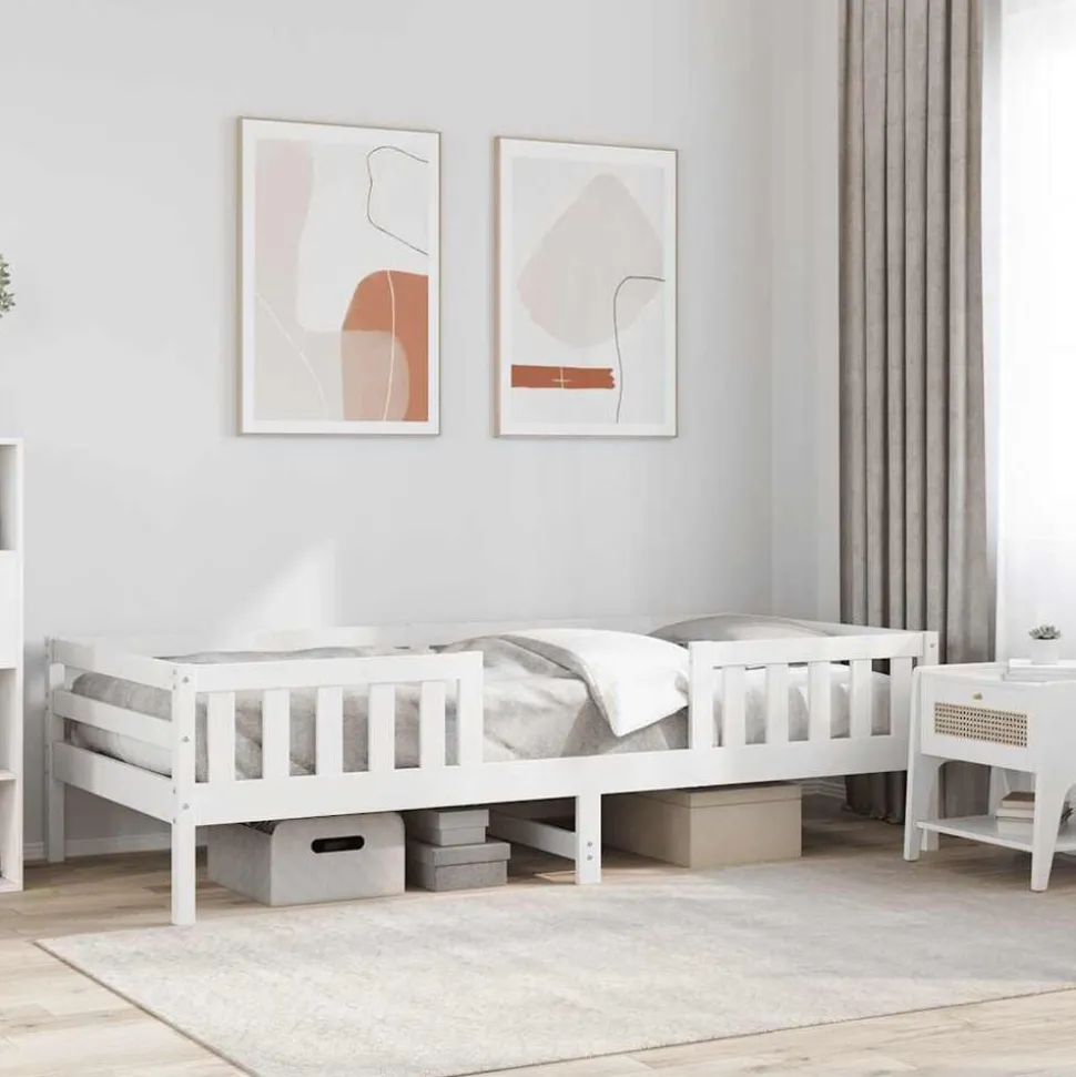 vidaXL Bedframe zonder matras massief grenenhout wit 140x200 cm