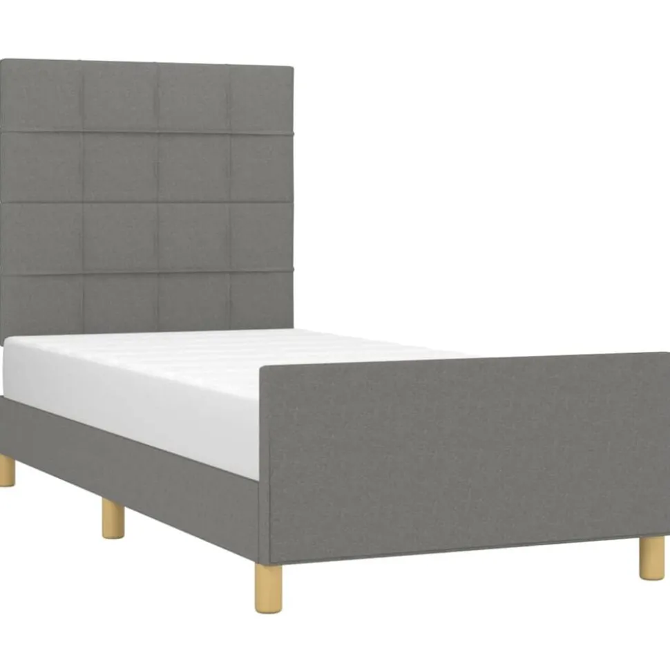 vidaXL Bedframe zonder matras 80x200 cm stof donkergrijs