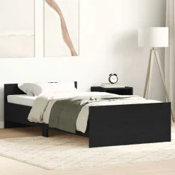 vidaXL Bedframe zonder matras 75x190 cm spaanplaat zwart eikenkleurig