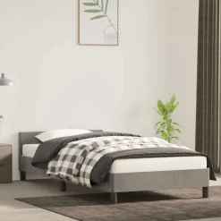 vidaXL Bedframe zonder matras 80x200 cm fluweel lichtgrijs