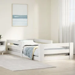 vidaXL Bedframe zonder matras massief grenenhout wit 80x200 cm