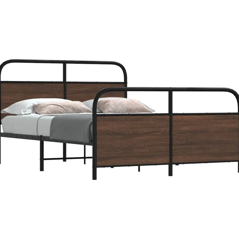 vidaXL Bedframe zonder matras metaal bruin eikenkleurig 137x190 cm