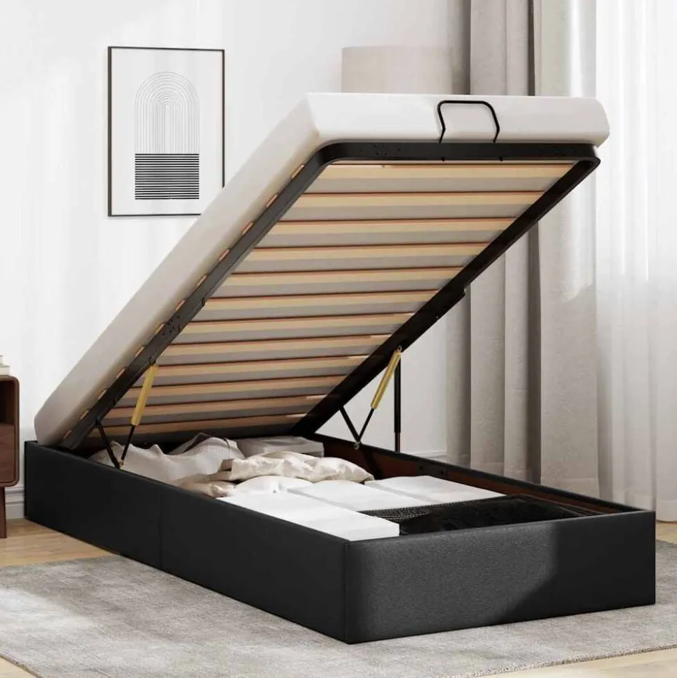 vidaXL Bedframe zonder matras kunstleer zwart 80x200 cm