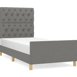 vidaXL Bedframe zonder matras 80x200 cm stof donkergrijs