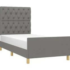 vidaXL Bedframe zonder matras 80x200 cm stof donkergrijs