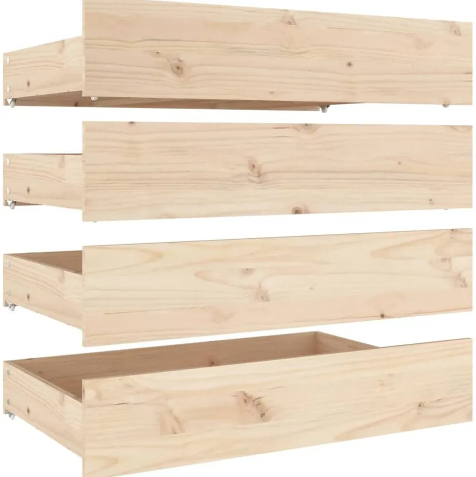vidaXL Bedlades 4 st massief grenenhout