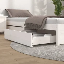 vidaXL Bedlades 2 st massief grenenhout wit