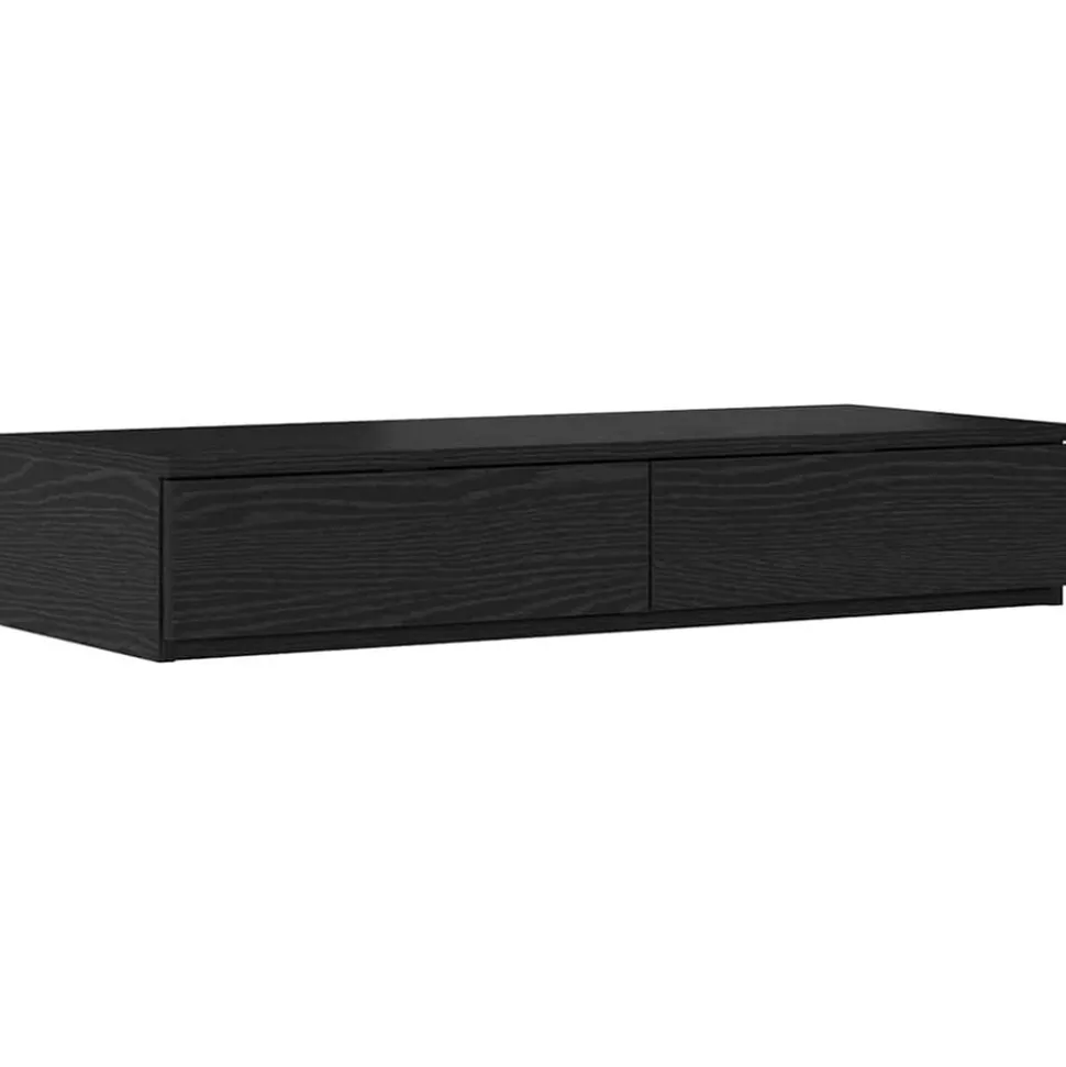 vidaXL Bedlades met lade Zwart Eiken 100 x 36,5 x 16,5 cm Bewerkt hout